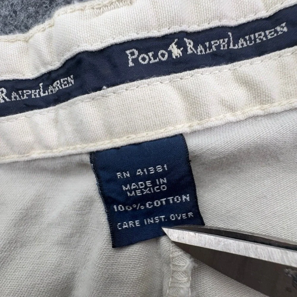 Polo Ralph Lauren double pleated cuffed cream pants 38x34 Twill